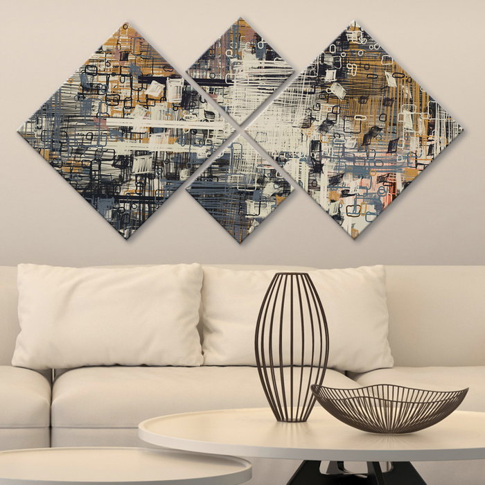 Wallity Cuadro Decorativo de MDF de 4 Piezas Multicolor Wallity Cuadro Decorativo de MDF de 4 Piezas Multicolor
